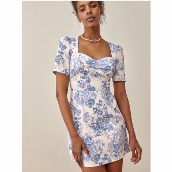 Reformation Dresses & Skirts - Reformation Brittney Puff Sleeve Floral Print Mini Dress Olympia Sweetheart Rose